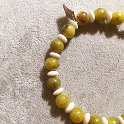 【BG】 Yellow serpentine & Buffalo horn bracelet〈BG16B0018〉 3枚目の画像