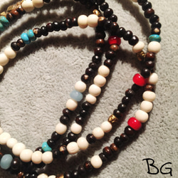 【BG】Buffalo bone & Natural stone Necklace〈BG16N0024〉ネックレス 1枚目の画像