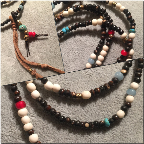 【BG】Buffalo bone & Natural stone Necklace〈BG16N0024〉ネックレス 4枚目の画像