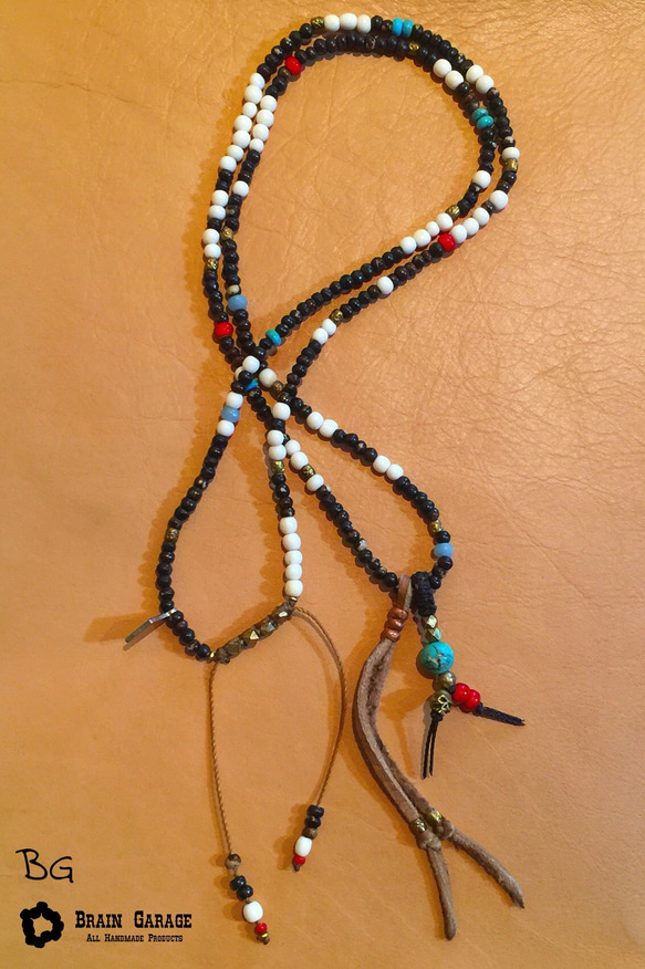 【BG】Buffalo bone & Natural stone Necklace〈BG16N0024〉ネックレス 5枚目の画像