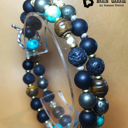 【BG】Natural stone & Buffalo horn bracelet〈BG16B0028〉ブレスレット 1枚目の画像