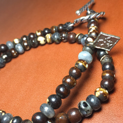 【BG】Larvikite & Buffalo bone bracelet〈BG17B0004〉ブレスレット 2枚目の画像