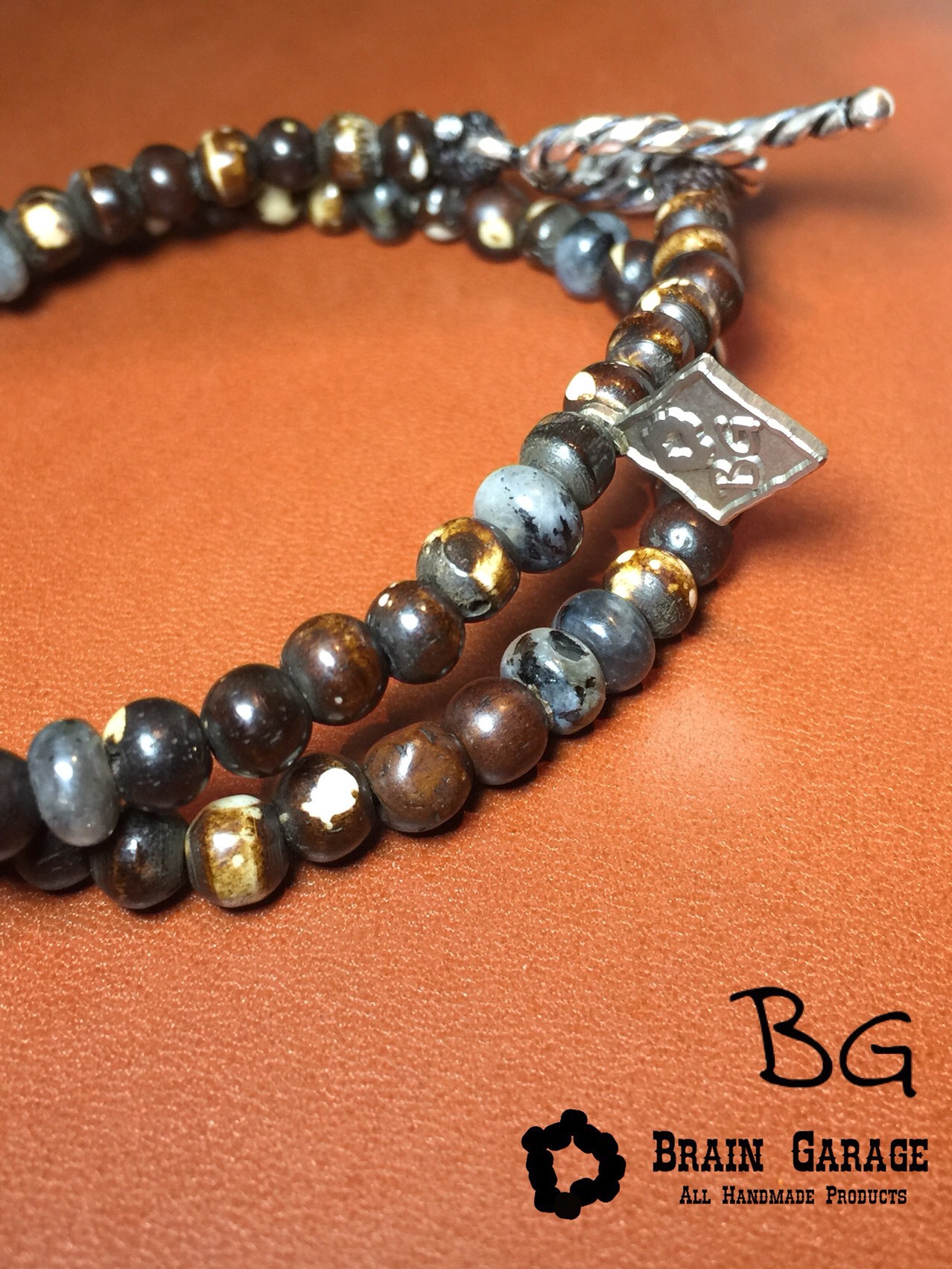 【BG】Larvikite & Buffalo bone bracelet〈BG17B0004〉ブレスレット