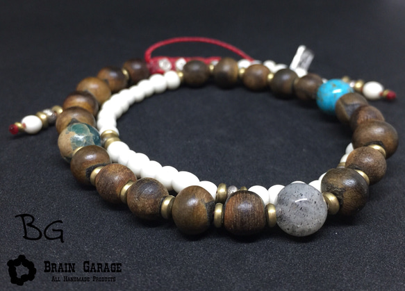 【BG】Buffalo horn & Buffalo bone 2wrap bracelet〈BG17B0005〉 1枚目の画像