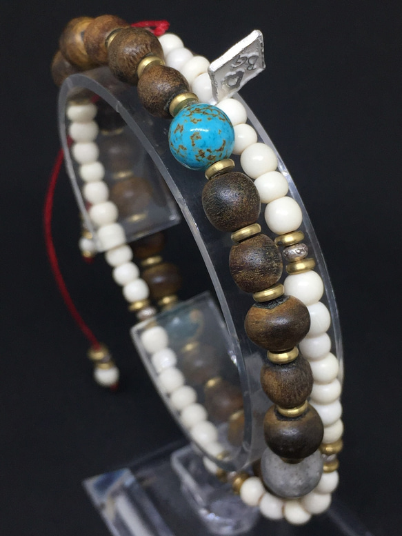 【BG】Buffalo horn & Buffalo bone 2wrap bracelet〈BG17B0005〉 2枚目の画像