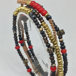 【BG】Buffalo bone & Skull 4wrap bracelet 〈BG17B0009〉ブレスレット 2枚目の画像