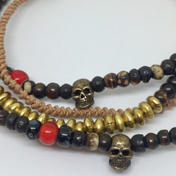 【BG】Buffalo bone & Skull 4wrap bracelet 〈BG17B0009〉ブレスレット 3枚目の画像