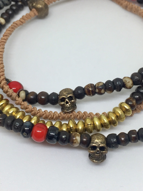 【BG】Buffalo bone & Skull 4wrap bracelet 〈BG17B0009〉ブレスレット 3枚目の画像