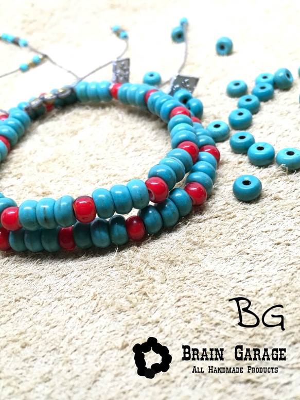 【BG】Natural stone pair bracelet〈BG17B0002P〉ペアブレスレット 5枚目の画像