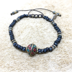 【BG】Clay & Glass beads bracelet〈BG17B0018WBK〉レディースブレスレット 2枚目の画像