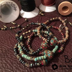 【BG】Clay & Glass beads bracelet〈BG17B0018WBK〉レディースブレスレット 5枚目の画像