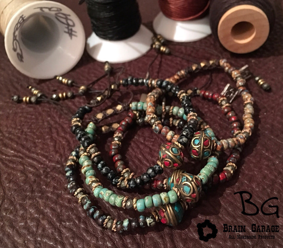 【BG】Clay & Glass beads bracelet〈BG17B0018WBK〉レディースブレスレット 5枚目の画像