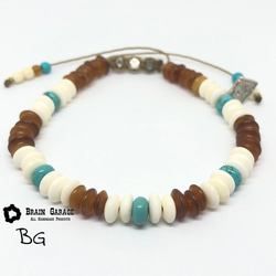 【BG】Buffalo horn & bone bracelet 〈BG18B0014〉メンズブレスレット 1枚目の画像