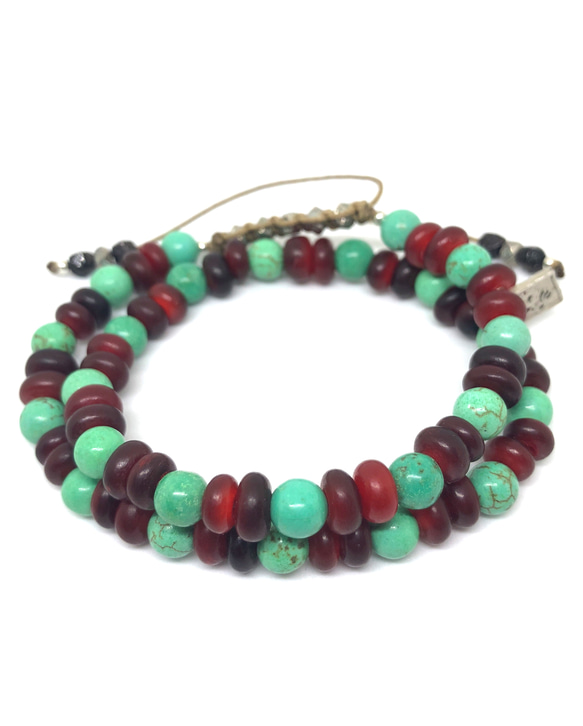 【BG】Turquoise & Buffalo horn bracelet〈BG18B0017W〉レディースブレスレット 3枚目の画像