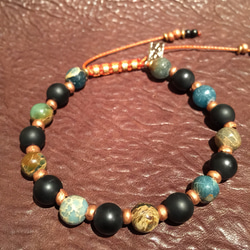 【BG】Natural stone & Brass Bracelet 〈BG15B0003〉 2枚目の画像