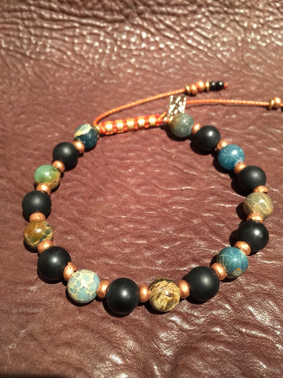 【BG】Natural stone & Brass Bracelet 〈BG15B0003〉 2枚目の画像