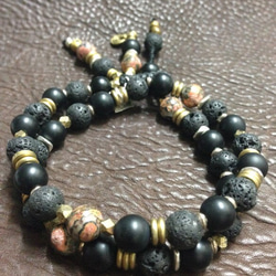 【BG】Natural stone&Brass Bracelet 〈BG0024〉 2枚目の画像