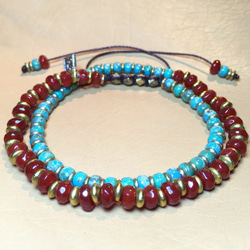 【BG】Carnelian&Glass beads 2Wrap Bracelet〈BG15B0027〉 1枚目の画像