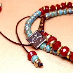 【BG】Carnelian&Glass beads 2Wrap Bracelet〈BG15B0027〉 3枚目の画像