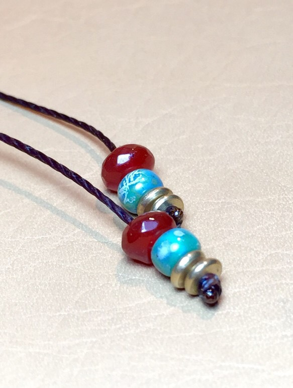 【BG】Carnelian&Glass beads 2Wrap Bracelet〈BG15B0027〉 4枚目の画像