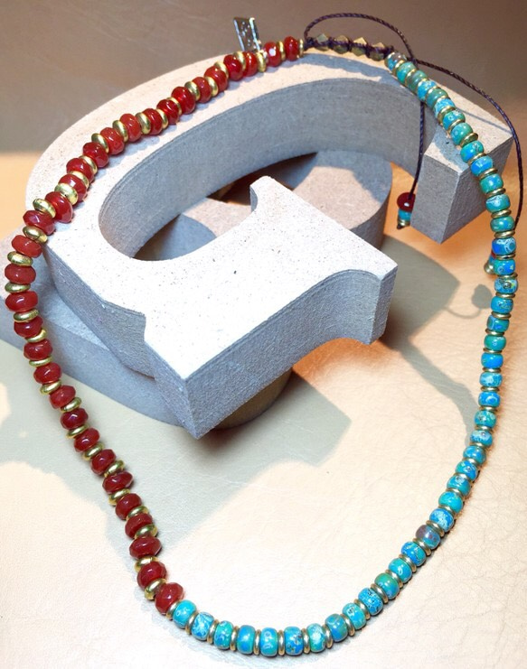 【BG】Carnelian&Glass beads 2Wrap Bracelet〈BG15B0027〉 5枚目の画像