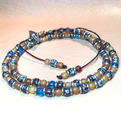 【BG】buffalo horn&Glass beads 2Wrap Bracelet〈BG15B0029〉 2枚目の画像