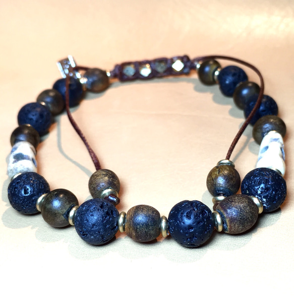 【BG】Natural stone&Buffalo horn Bracelet 〈BG15B0030〉ブレスレット 1枚目の画像