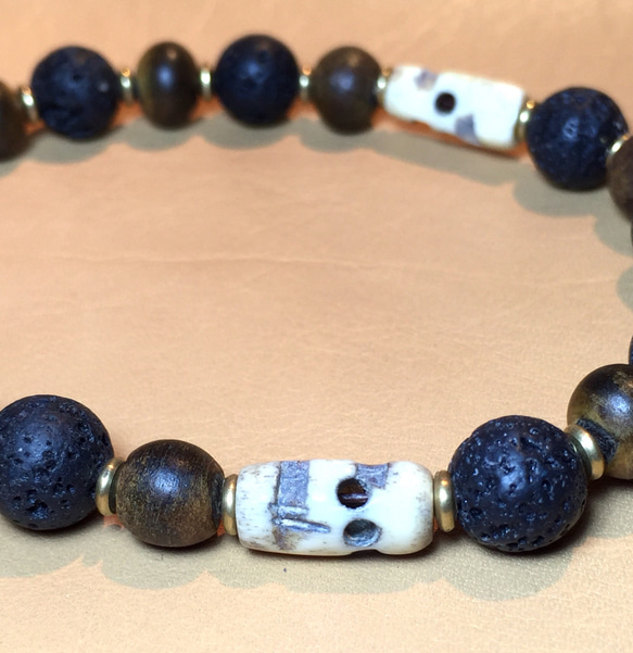 【BG】Natural stone&Buffalo horn Bracelet 〈BG15B0030〉ブレスレット 2枚目の画像