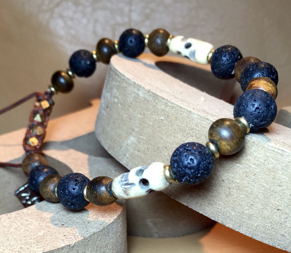 【BG】Natural stone&Buffalo horn Bracelet 〈BG15B0030〉ブレスレット 5枚目の画像