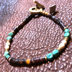 【BG】Natural stone & Buffalo horn bracelet〈BG20B0003〉ブレスレット 6枚目の画像