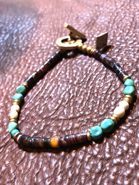 【BG】Natural stone & Buffalo horn bracelet〈BG20B0003〉ブレスレット 6枚目の画像