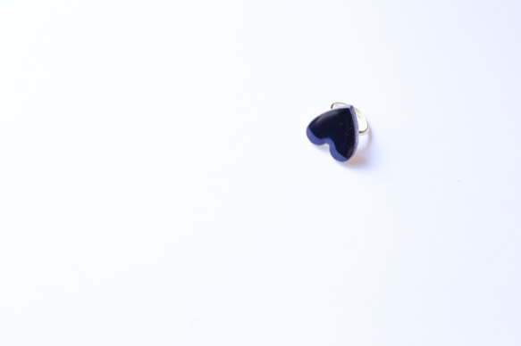 098-r Jet black popolo Tajimi Mino ware tile 傳統文物 Ring Heart 第2張的照片