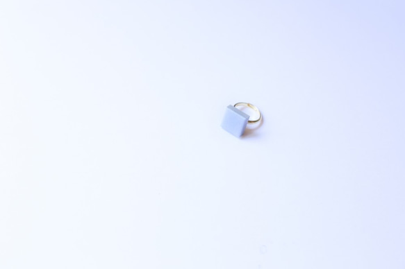 317-r 白菫色（しろすみれ）popolo(ぽぽろ)多治見美濃焼タイル伝統文化品 指輪・リング　中角 2枚目の画像