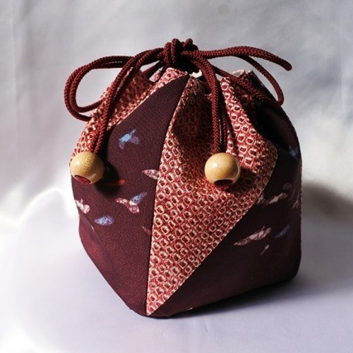 着物リメイク＊手作りおしゃれ日傘とお揃いの巾着トート＊大島紬