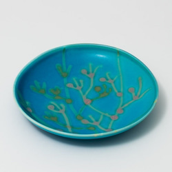 沖縄陶器の珊瑚皿 ターコイズ色 5.5寸 やちむん datta 南の島陶芸工房 3枚目の画像