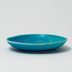 沖縄陶器の珊瑚皿 ターコイズ色 5.5寸 やちむん datta 南の島陶芸工房 5枚目の画像