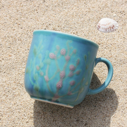 母の日のプレゼント 珊瑚のお花のカップ 沖縄の海と縁起の珊瑚カップ 青色 プレゼント〈結婚祝い〉 4枚目の画像