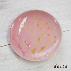 沖縄の海の珊瑚皿 プレート 桜色 4寸皿 やちむん ヤチムン 1枚目の画像