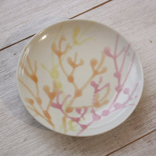 結婚祝いのプレゼント 沖縄の海と縁起の良い珊瑚柄小皿 やちむん 5枚