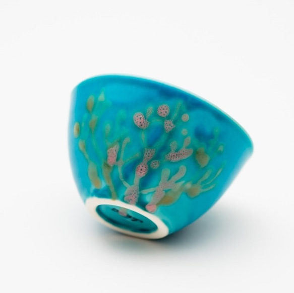 <名入れ>心が弾む♪珊瑚の絵柄のボウル 青色 新生活 珊瑚ボウル お茶碗 ボール スカイブルー 4枚目の画像