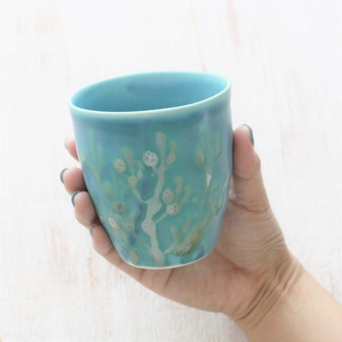 結婚祝いのプレゼント やちむんフリーカップ 沖縄の縁起の珊瑚の