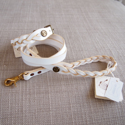 展示品セール 50~80%》NO.11イタリアンレザー ブレイド首輪 ホワイト