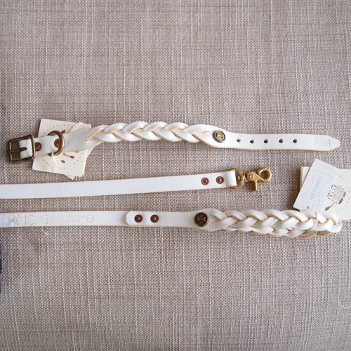 展示品セール 50~80%》NO.11イタリアンレザー ブレイド首輪 ホワイト