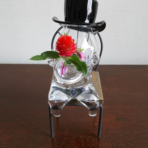 人型一輪挿し おじさん⑤ 一輪挿し・花瓶・花器 kajimon glass