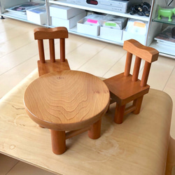 イスと丸テーブル（北海道カツラ材）未使用保管品　ヴィンテージ 9枚目の画像