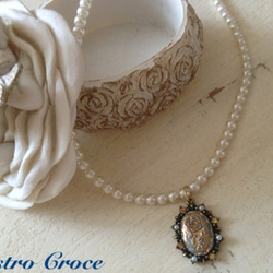 pearl chain × rose pendant necklace 1枚目の画像