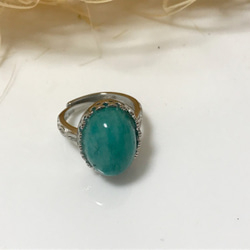 一点物 一粒本物天然 Amazonite アマゾナイトリング5198 3枚目の画像