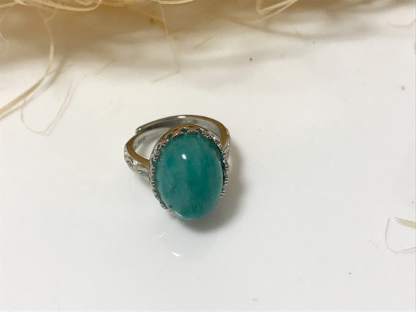 一点物 一粒本物天然 Amazonite アマゾナイトリング5198 3枚目の画像