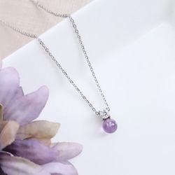 點點。天然珍珠/紫水晶白鋼墬鍊  不怕水防過敏 第2張的照片