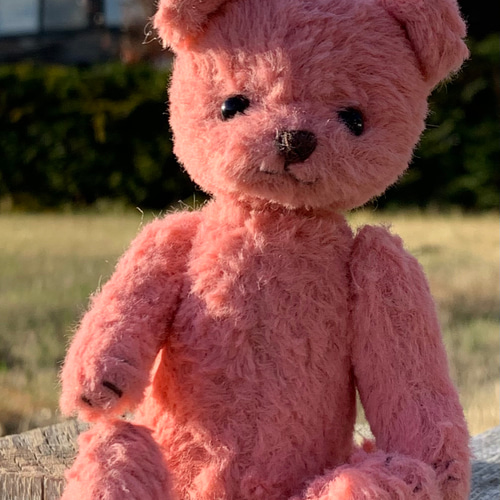 テディベア☆コーラルピンクのくまちゃん ぬいぐるみ 愛恋虹 テディベア☆コーラルピンクのくまちゃん ぬいぐるみ 愛恋虹